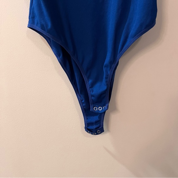 TOP SHOP Blue Ribbed Bodysuit - Size 12 - Picture 5 of 5